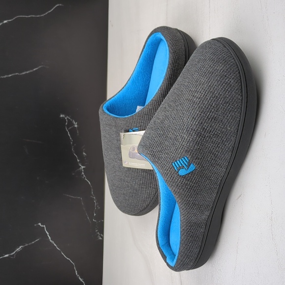 RockDove Men's Original Two-Tone Memory Foam Slipper Dark Gray/Blue sz 9-10(M) - Picture 2 of 10